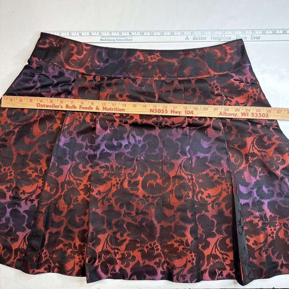 Lane Bryant Floral Skirt 20 Red/Purple/Black Gradient A-Line Pleats Zipper EUC - Picture 3 of 8